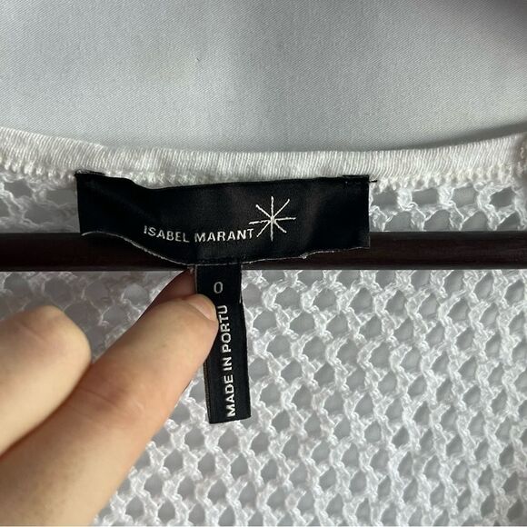 Women's Isabel Marant White Crochet Knit Long Sleeve Top - Picture 4 of 5